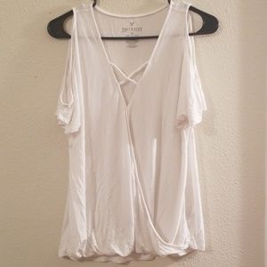Soft and sexy cold shoulder top aeo